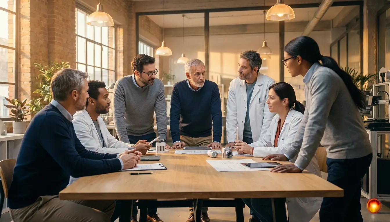 Illustration symbolisant la motivation et l'engagement d'une équipe de recherche et développement